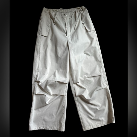 Unisex White Wide-Leg parachute Pants - Picture 2 of 4